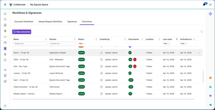 Egnyte Bulk Extraction Active Jobs Screen