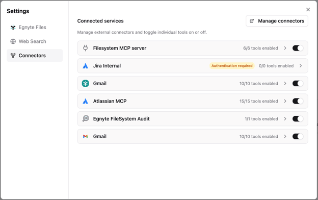 Egnyte Connected enterprise data sources