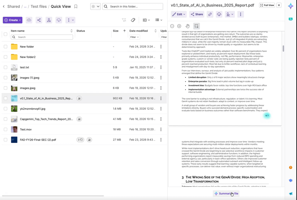 Quick View - Summarize File in AI Assistant 
