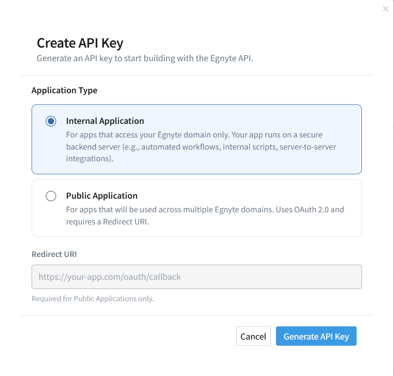 Creating an API Key in Egnyte