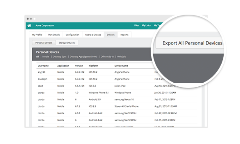 Devices Export